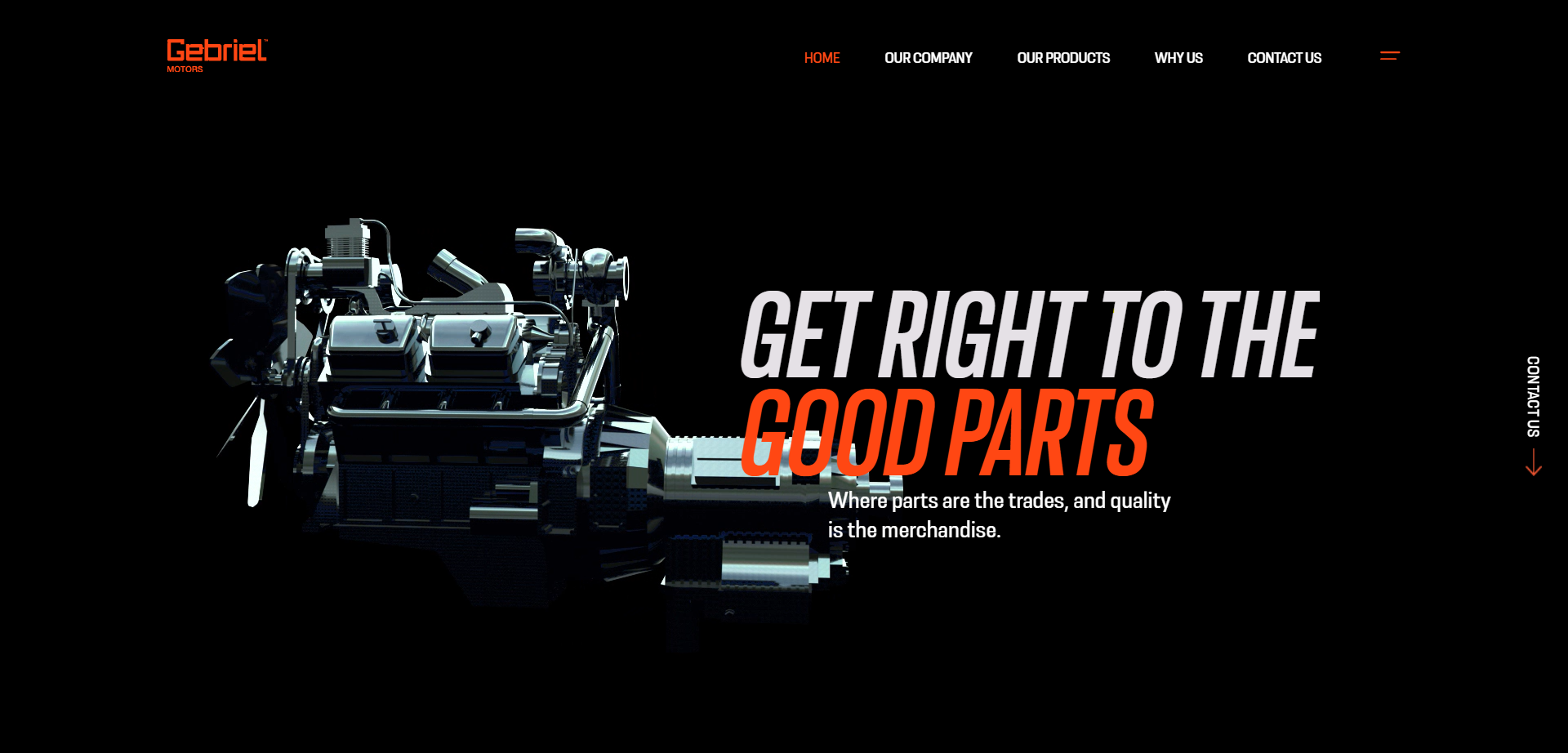 Gebriel Motors website homepage showcasing automotive services and modern design